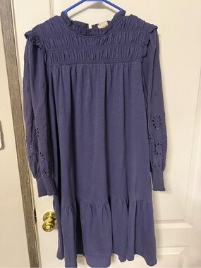 Matilda Jane Indigo/Purple Long Sleeve Smocked Yoke Dress